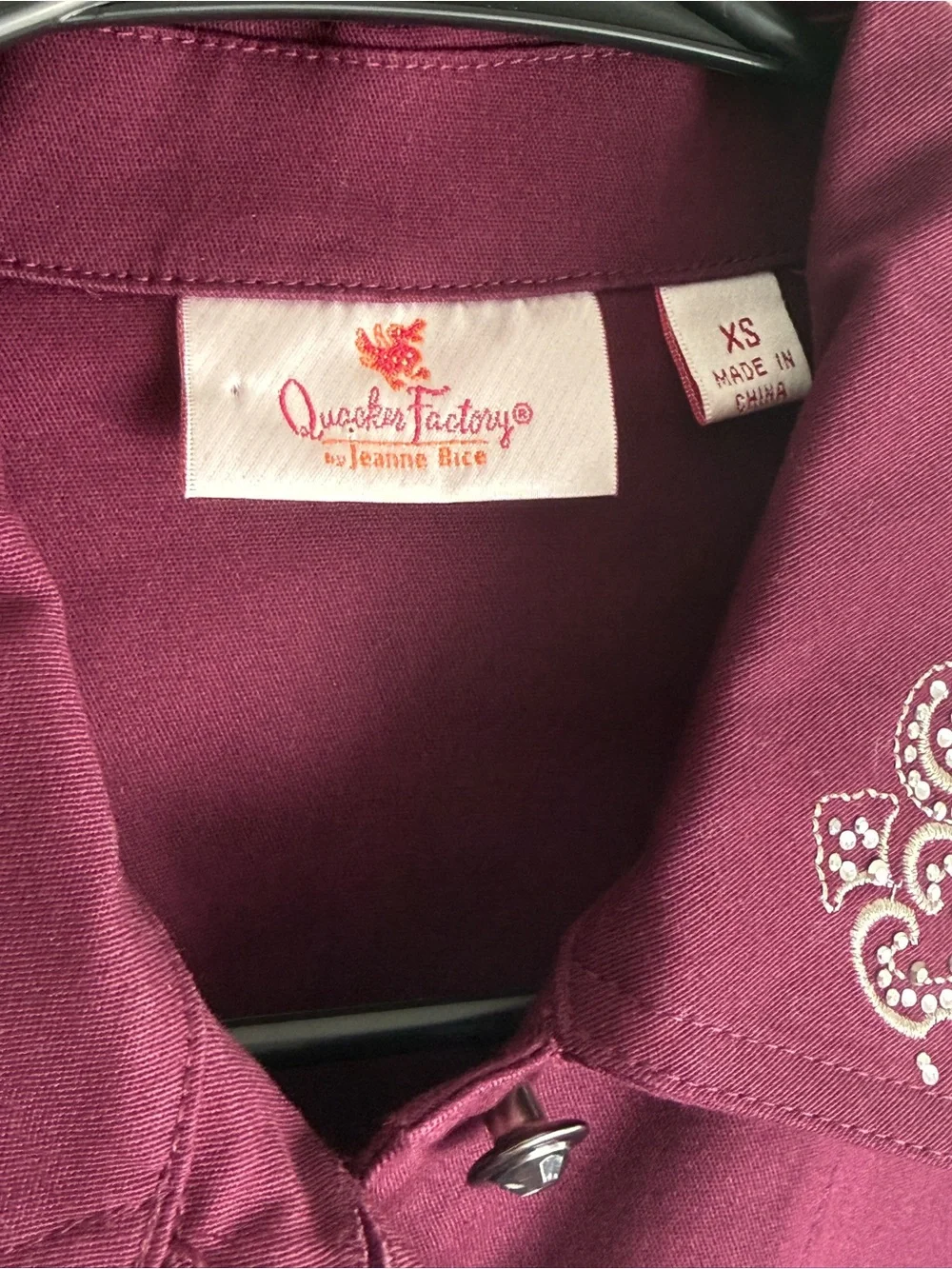 Quacker Factory by Jeanne Rice Women’s Purple Western Shirt XS